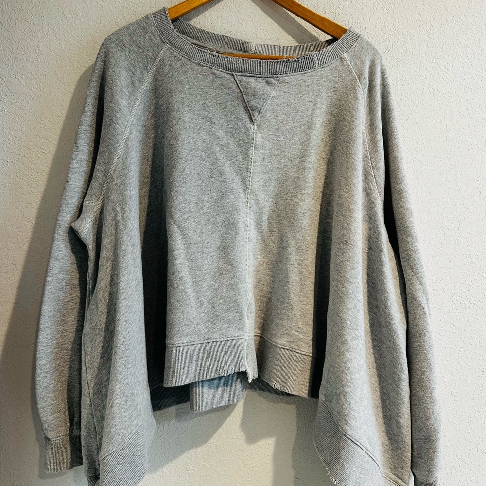 Free People Gray Oversized Sweatshirt